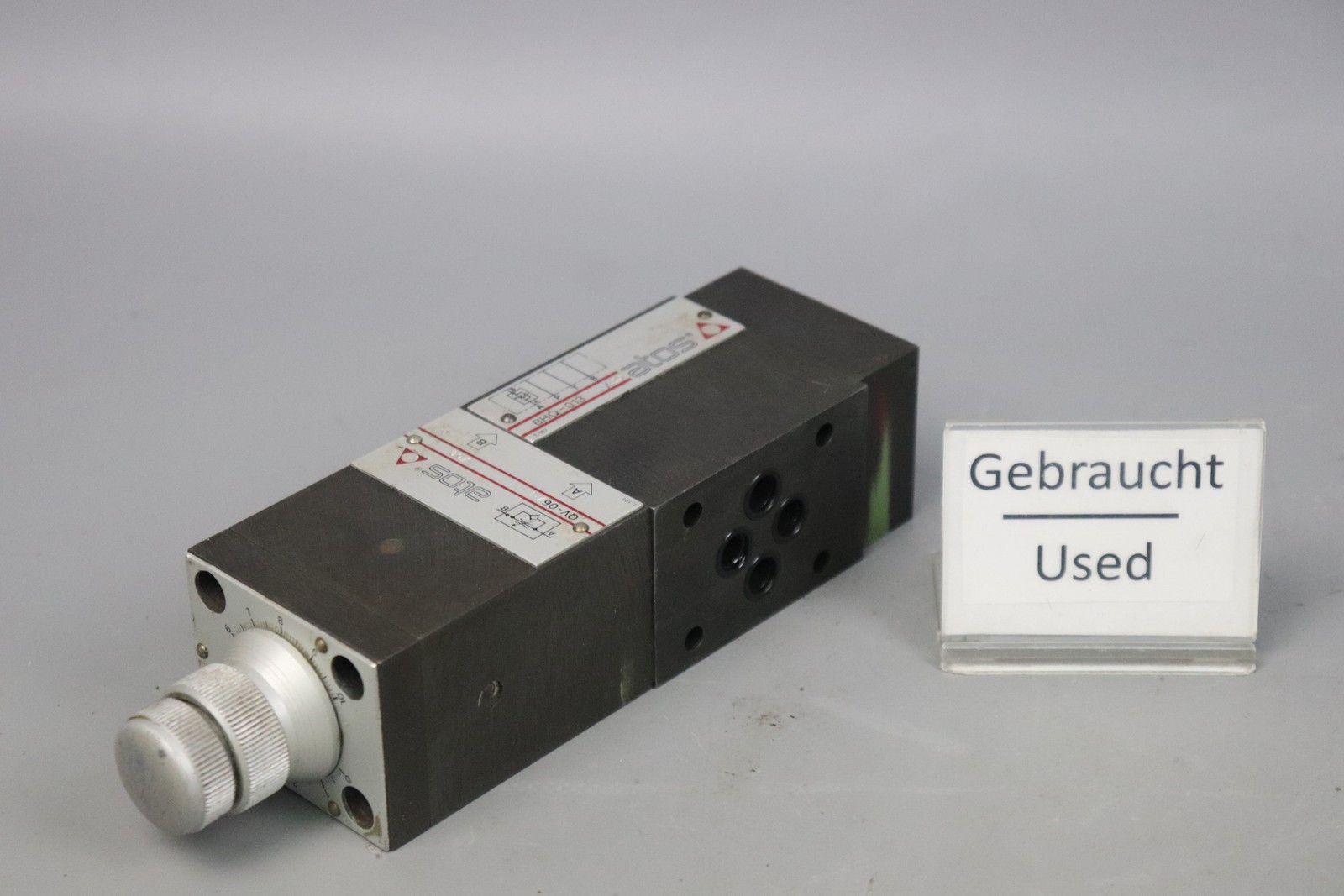 Atos QV-06/11/50 Flow Control Valve + Modular Plate BHQ-013 11L/min Used