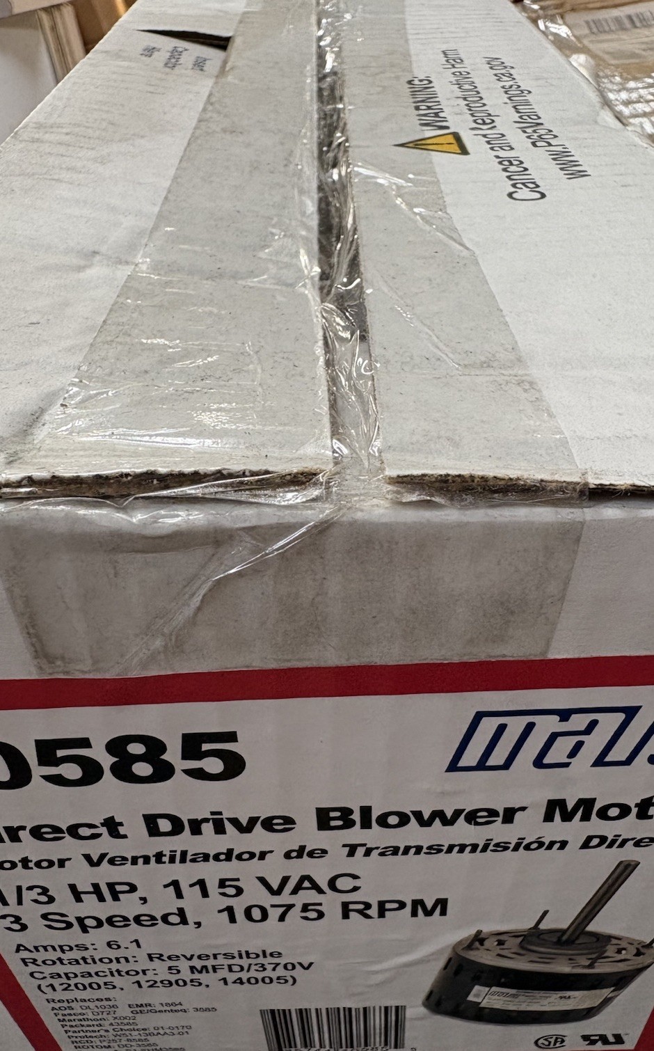 Mars 10585 1/3HP 3-Speed Direct Drive Blower Motor