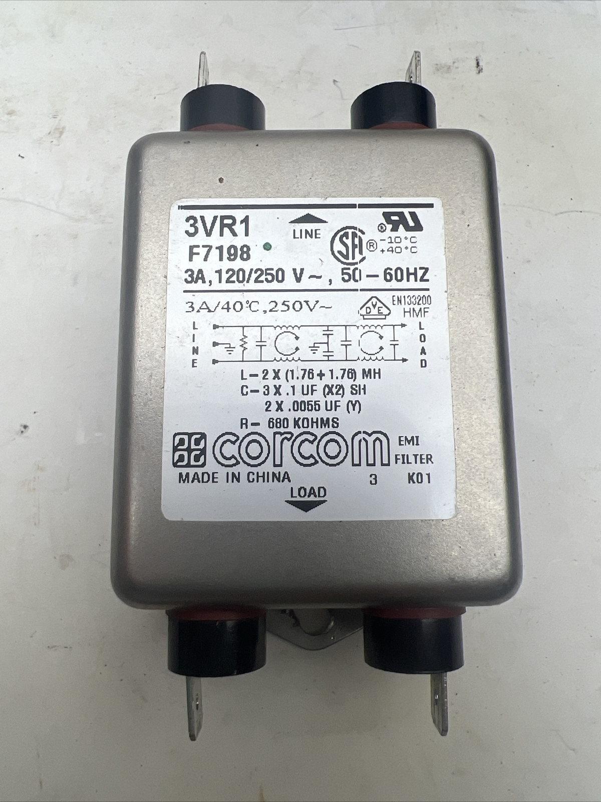 🔥Corcom 3VR1 F7198 3A 120/250V 50-60 HZ EMI FILTER, Used, Free Ship🇺🇸
