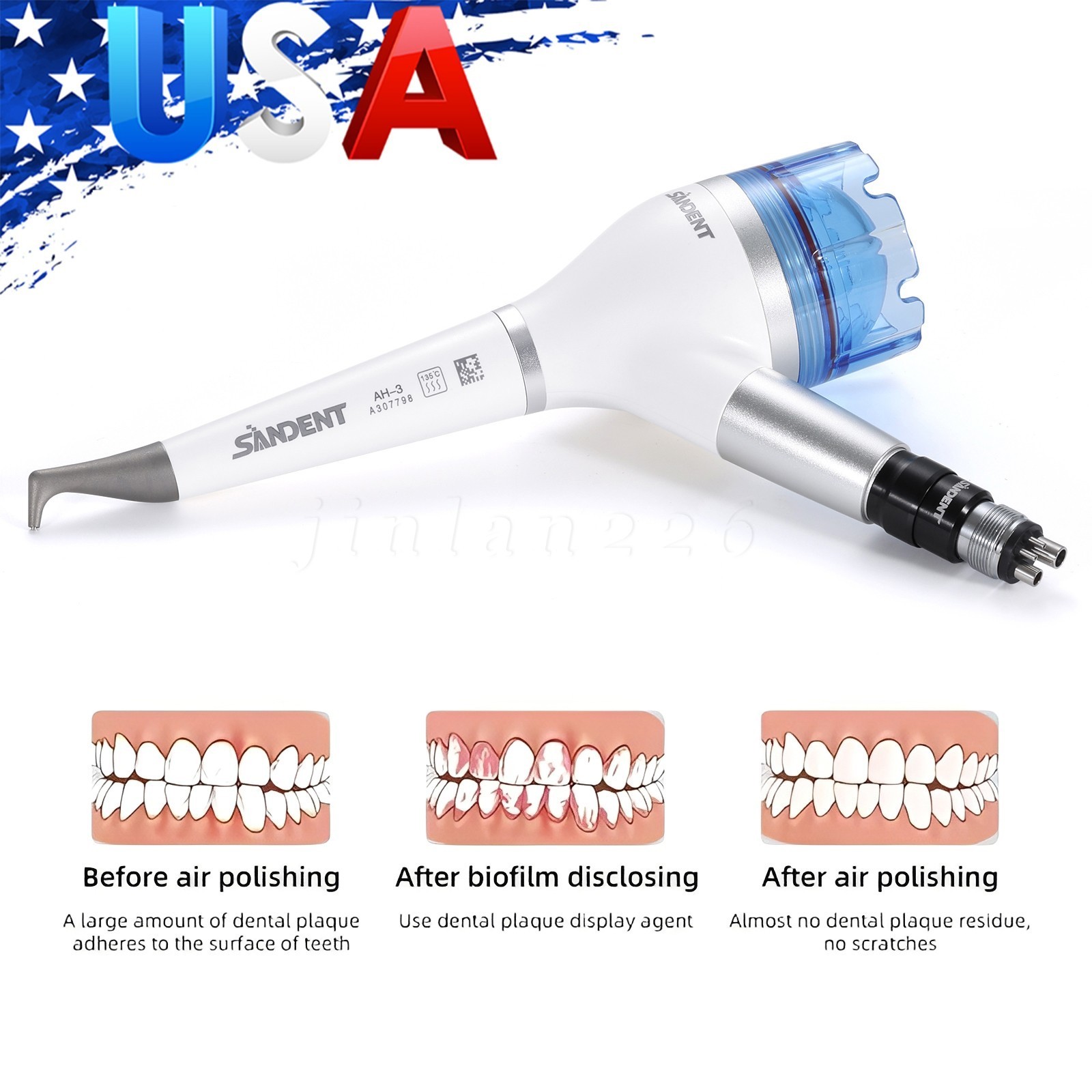 SANDENT Dental Air Polisher Prophy Handpiece AIR-FLOW Handy 4 Holes