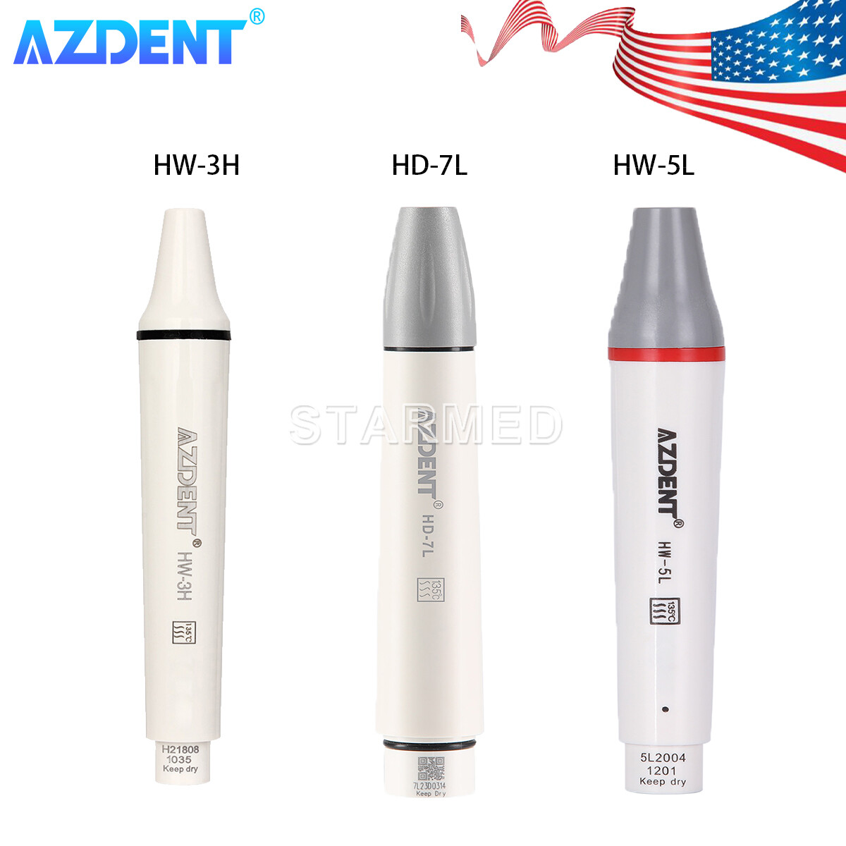 AZDENT Dental Ultrasonic Scaler Detachable Handpiece Hw-3H/HW-5L fit for SATELEC