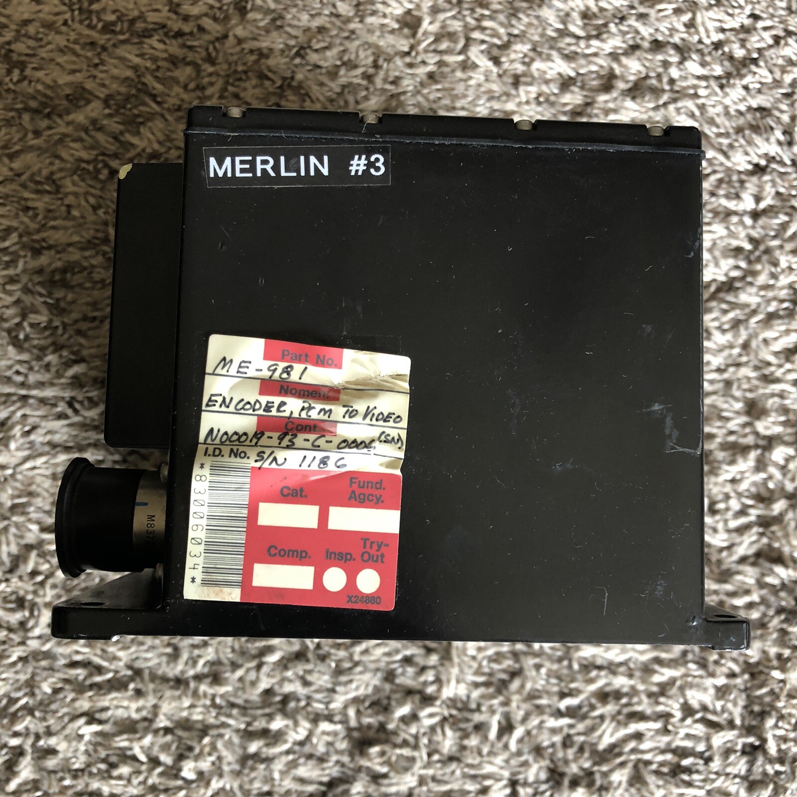 MERLIN ME-981 ENCODER ME981 PCM TO VIDEO, SN 1186, UNTESTED SOLD AS IS