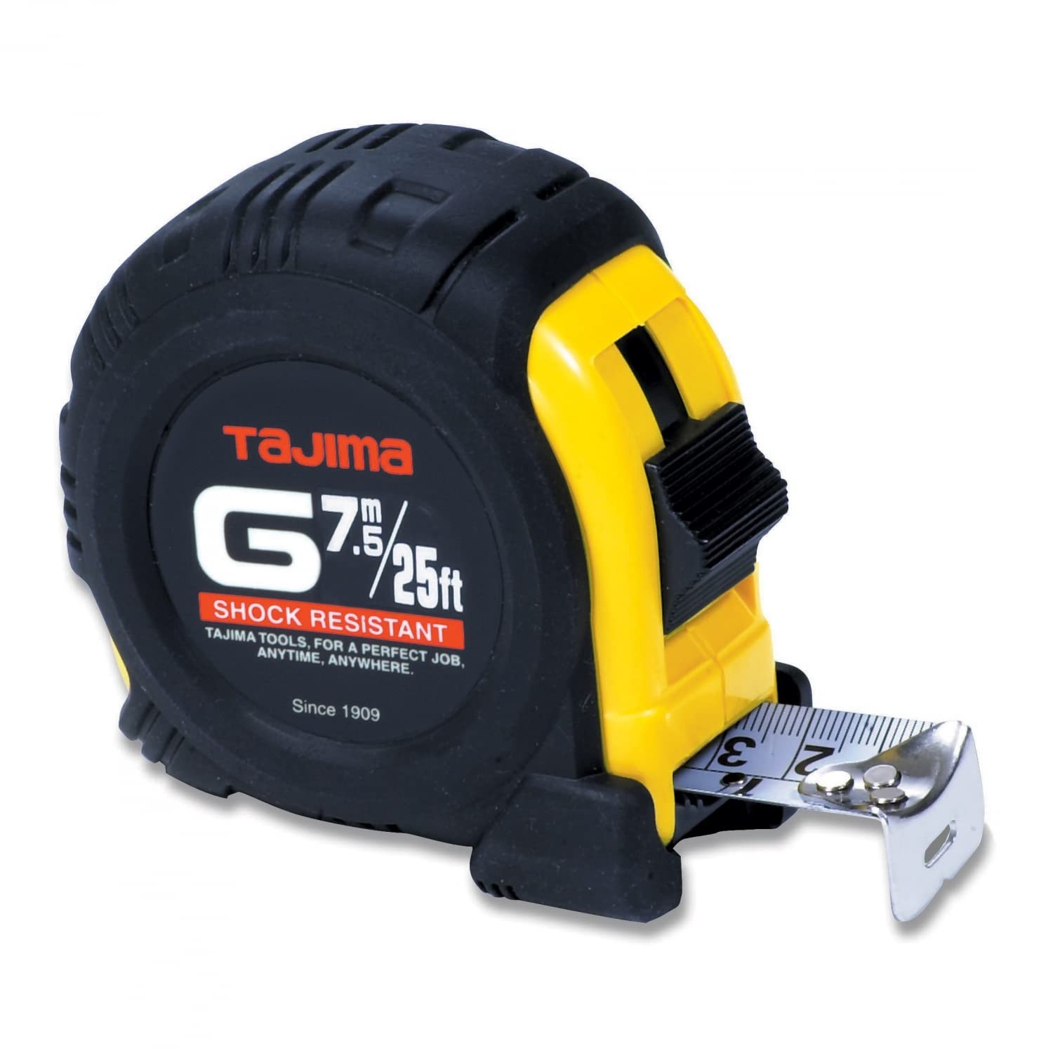 TAJIMA Tape Measure – 25 ft / 7.5 m x 1 inch G-Series Measuring 7.6 m, Yellow