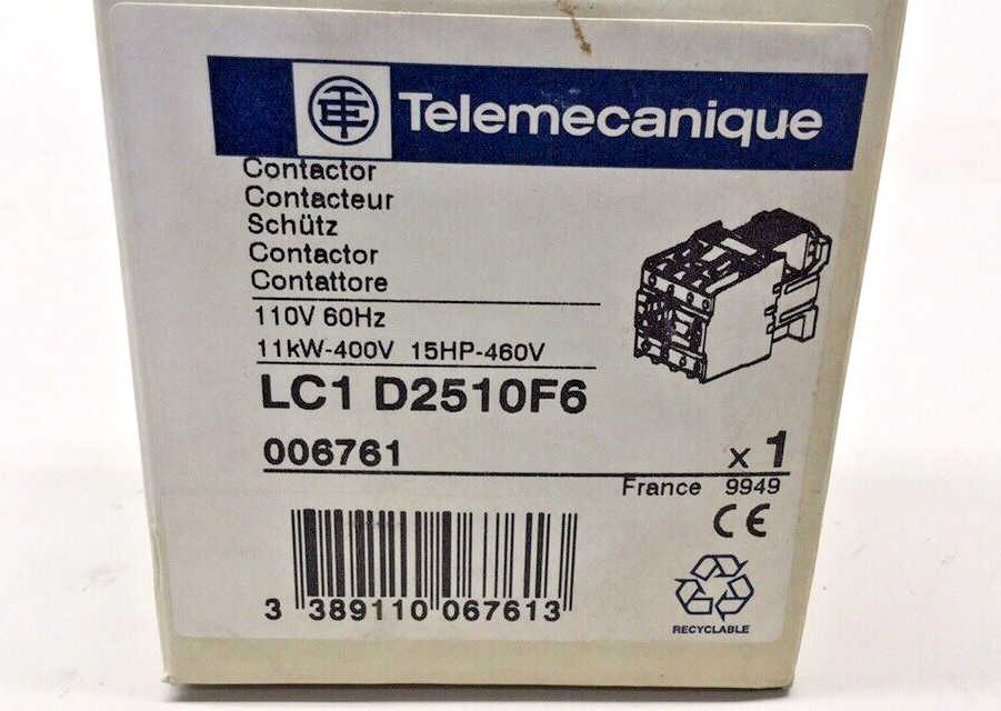 Telemecanique LC1 D2510F6 Contactor 110V 60Hz 006761