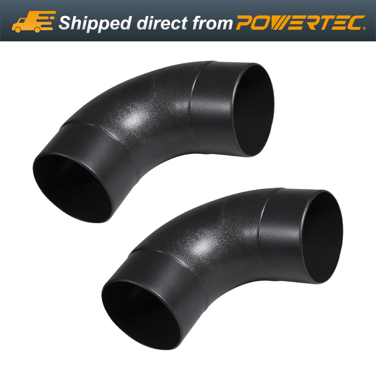 POWERTEC 70105-P2 4 In. 90 Degree Elbow – ABS Plastic Right Angle, 2PK