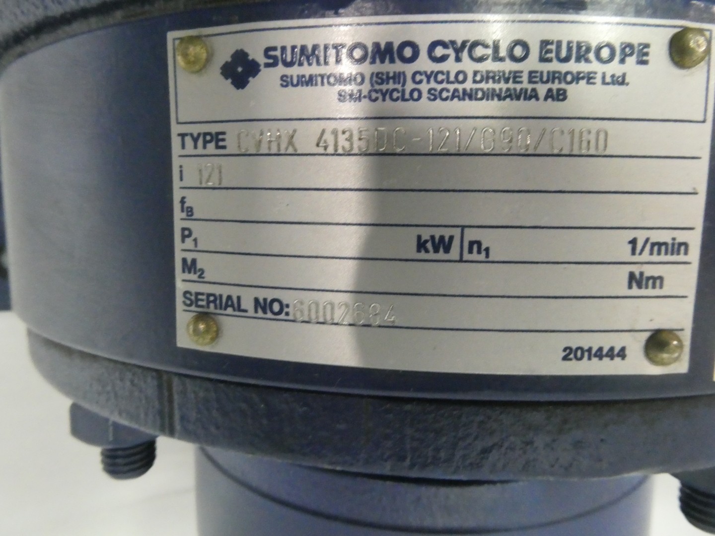 Sumitomo CVHX 4135DC-121/G90/C160 Inline Gear Reducer