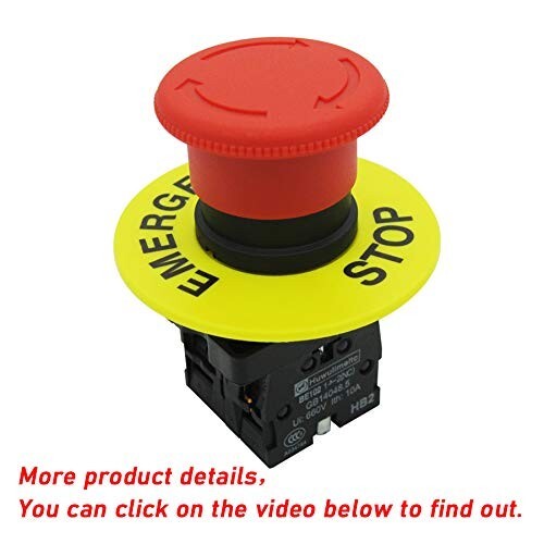 High Voltage Latching Push Button Switch NC – Red Mushroom Design (2 Pack)