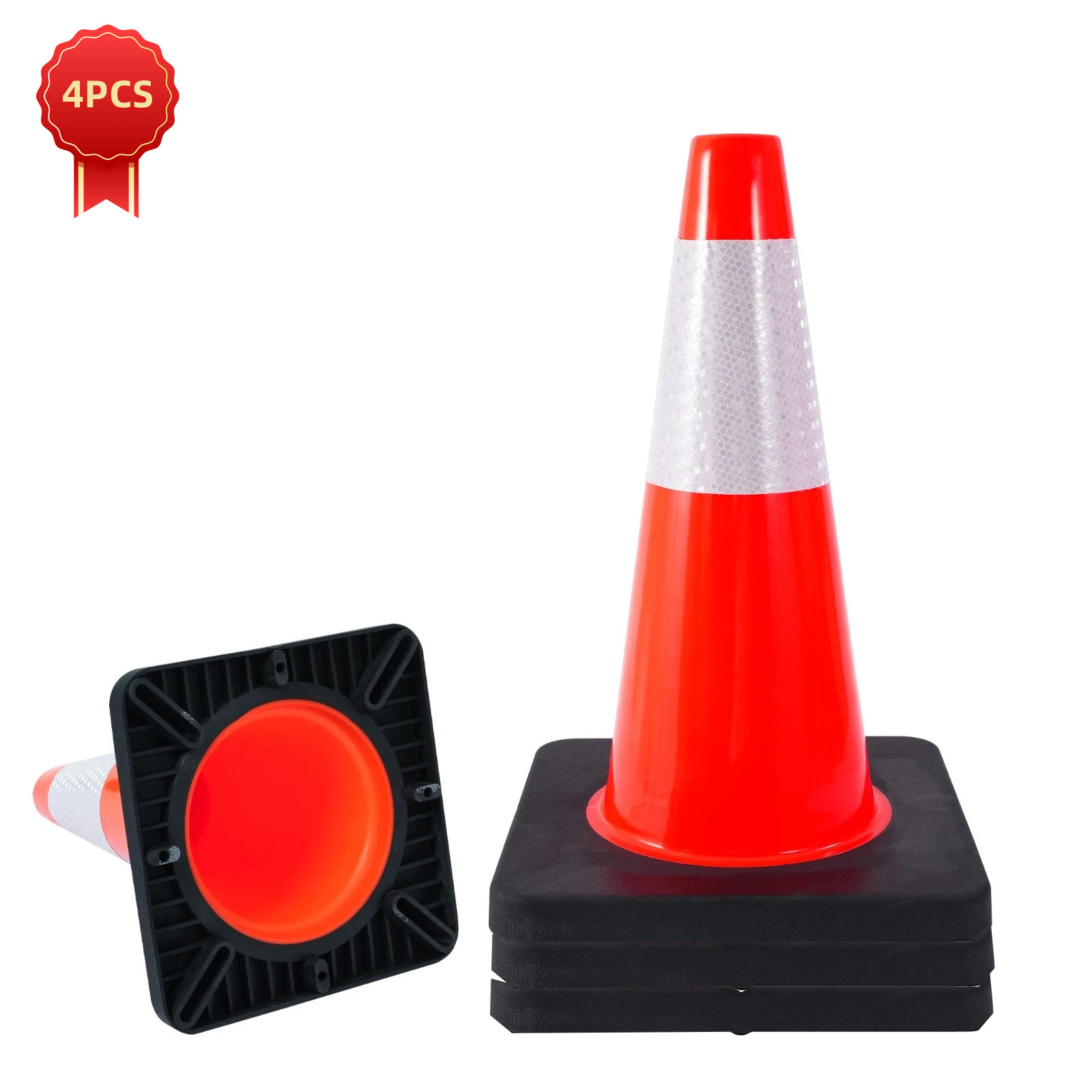 4 PACK-18” Heavy Duty Traffic Safety Cones,5lbs Weight,W Reflective Collar