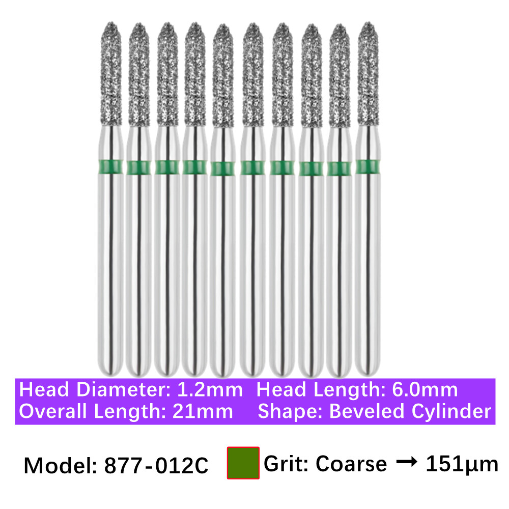 10pc Dental FG Diamond Burs Bevel Cylinder & Gingival Curetage Polishing Burs