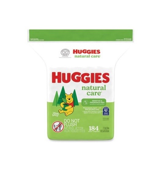 Natural Care Sensitive Baby Wipes, 1-Ply, 3.88 x 6.6, Unscented, White, 184/Pack
