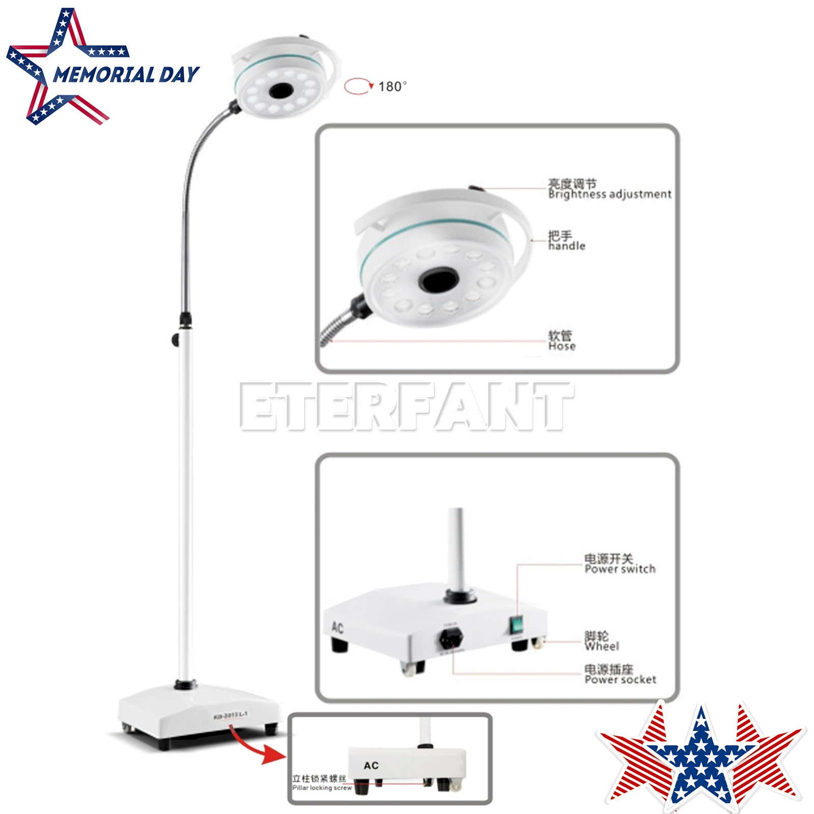 36W Dental Shadowless Floorstanding LED Lamp Surgical Cold Exam Light KD-2012L-1