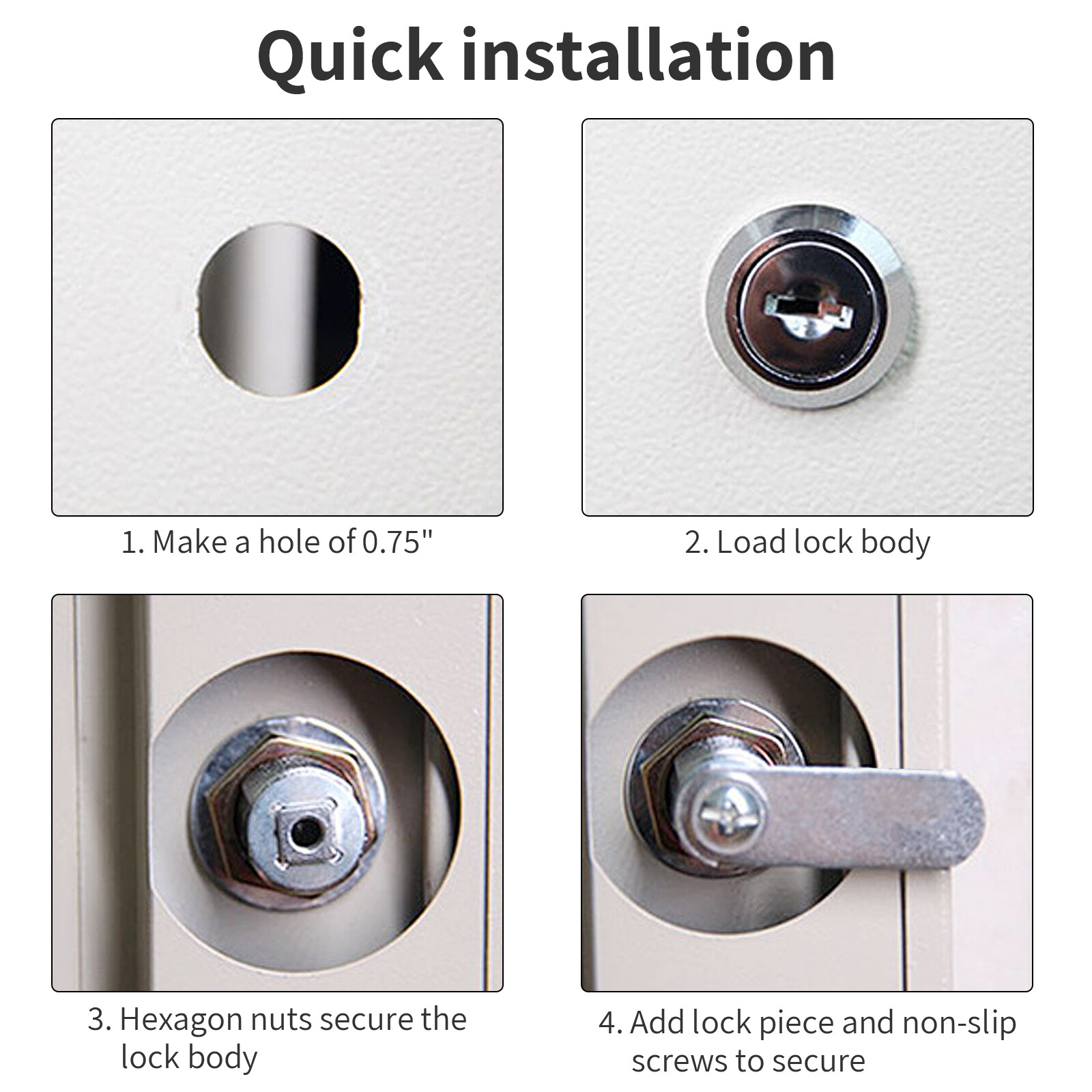 2 Set Keyed Alike Cabinet Cam Lock 3/4″ Cylinder Toolbox Lock for Drawer Dresser