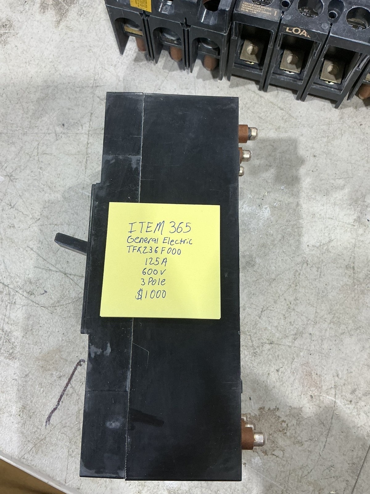 General Electric Breaker TFK236F000 125 AMPS 600 VOLTS 3 POLE