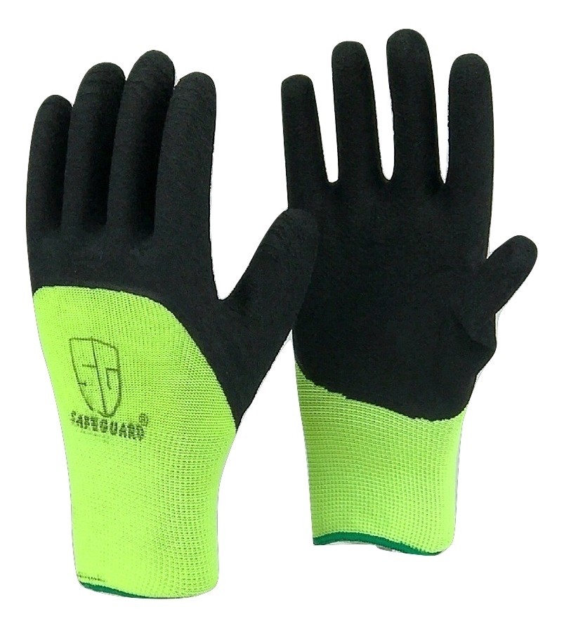 Lot Safeguard Highly Visible Green Knit Latex Palm Coated Nylon Work Gloves