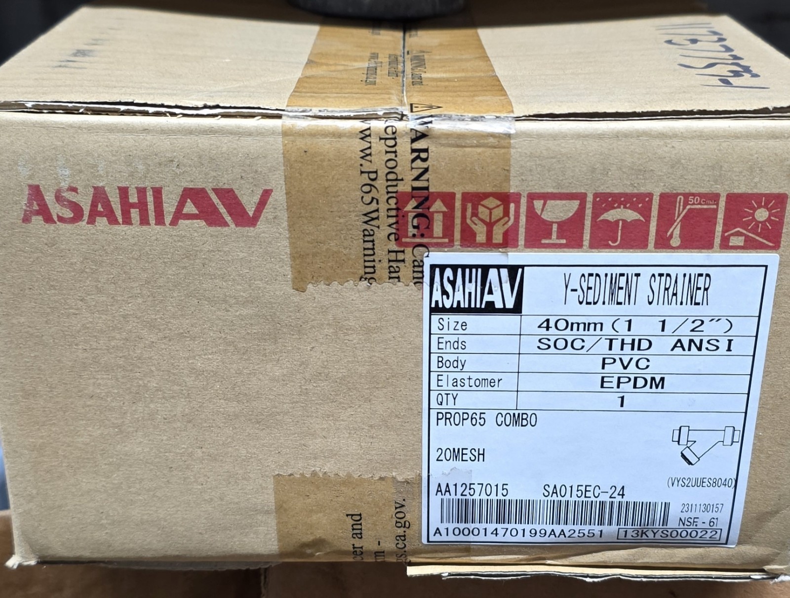 Asahi Y Strainer 1-1/2 In Pipe Socket/Threaded, PVC 150 Psi