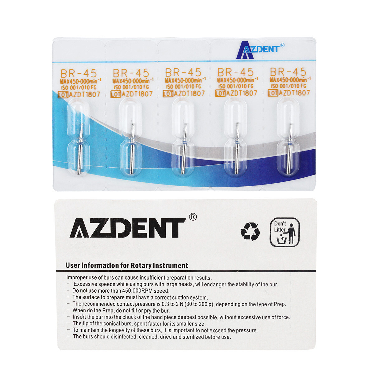 100 Models AZDENT Dental Diamond FG Burs for High Speed Handpiece Friction Grip