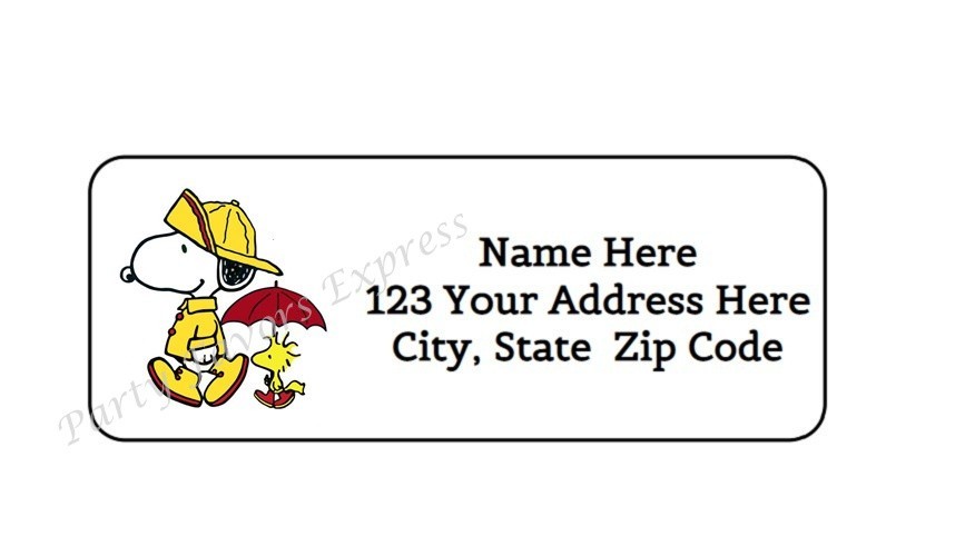 30 CARTOON BEAGLE RAINCOAT PERSONALIZED RETURN ADDRESS LABELS 1 in X 2.625 in