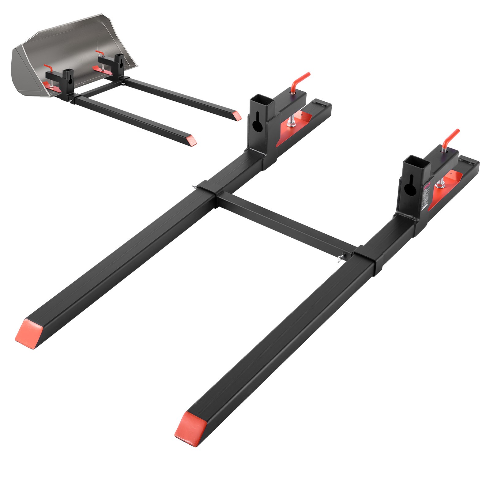 VEVOR 60″ 2000 lbs Pallet Fork Clamp on Tractor Forks with Stabilizer Bar