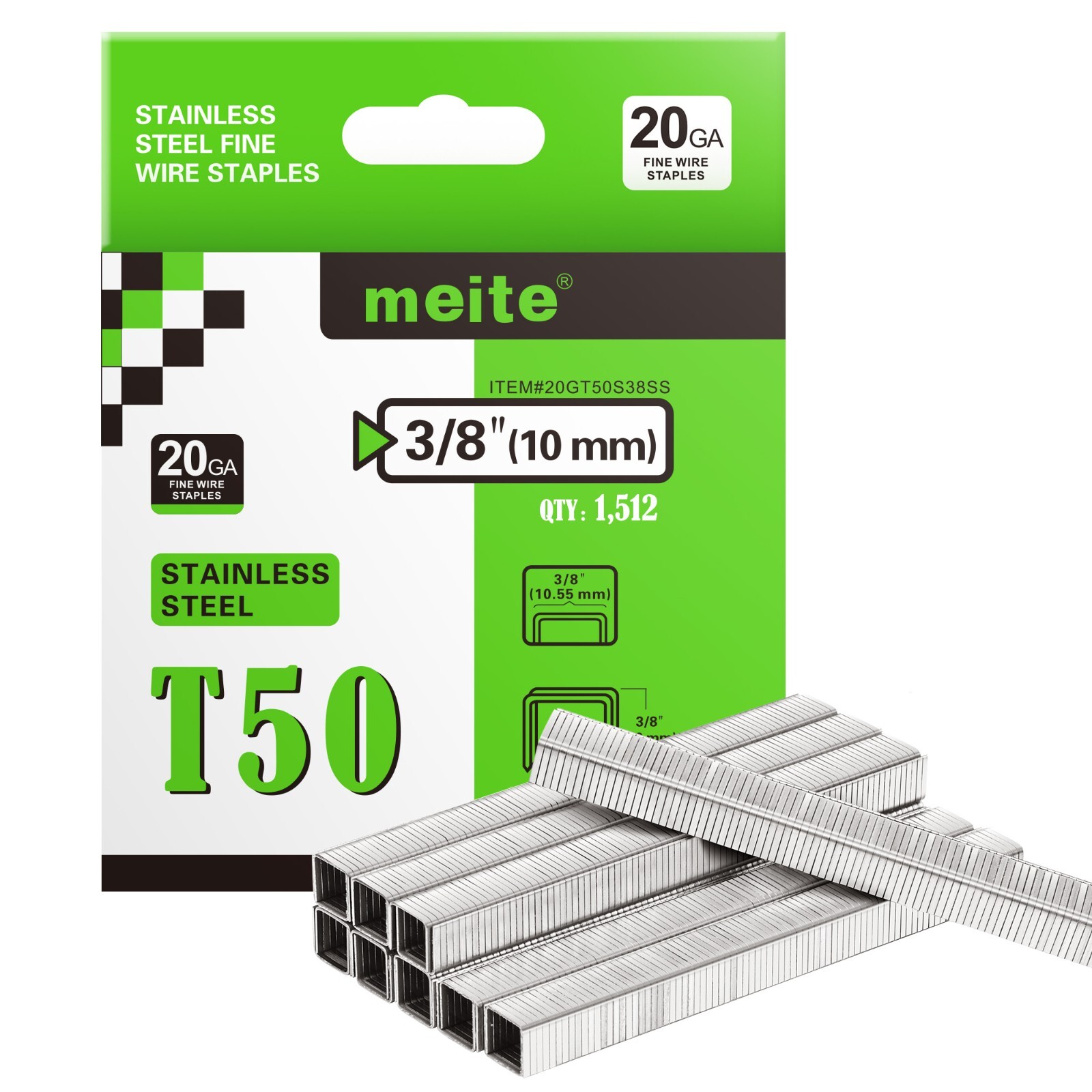 meite T50 Staples 20 Gauge 3/8″ Crown Stainless Heavy Duty Upholstery Staples