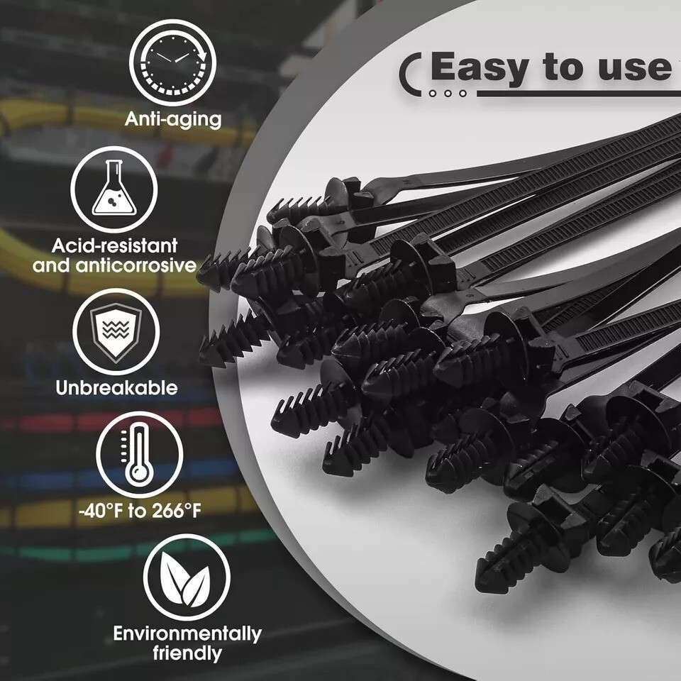 20PCS Push Mount Cable Zip Tie 8.3 x 0.2 inch Self Locking Cable Strap Push