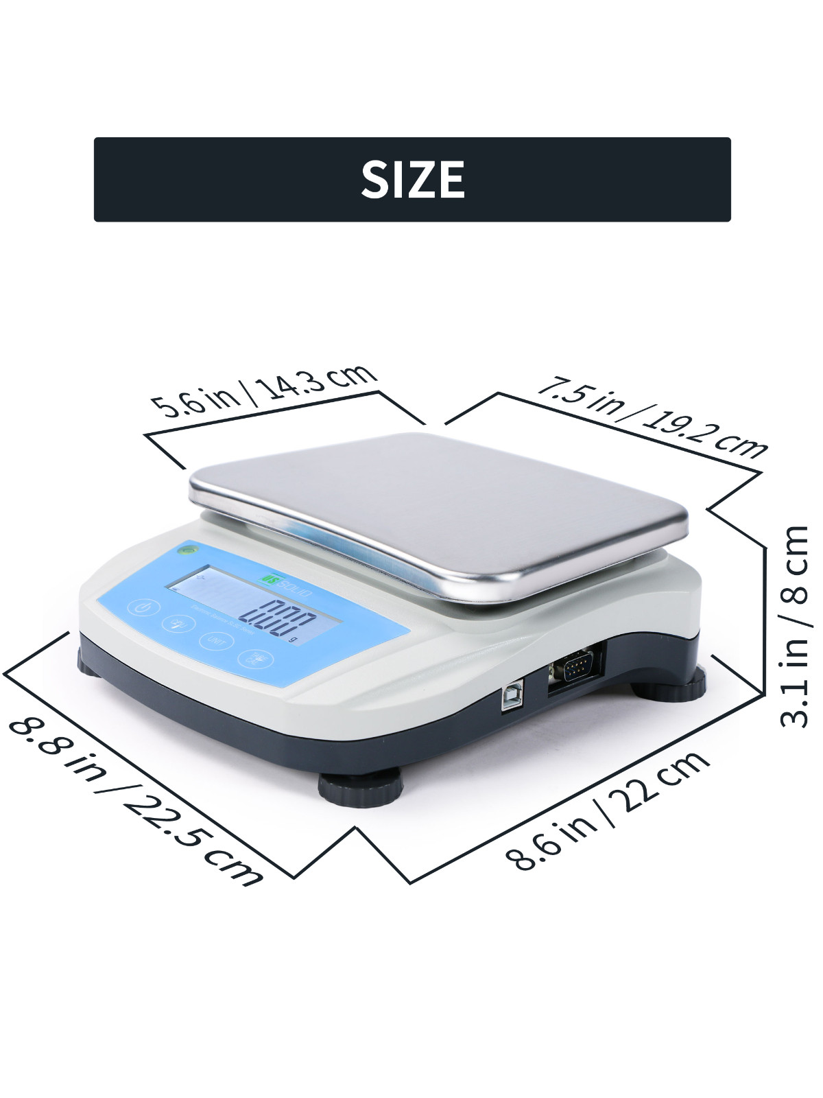 U.S. Solid Analytical Balance 5000gx 0.01g 10mg Precision Scale RS232 USB Port
