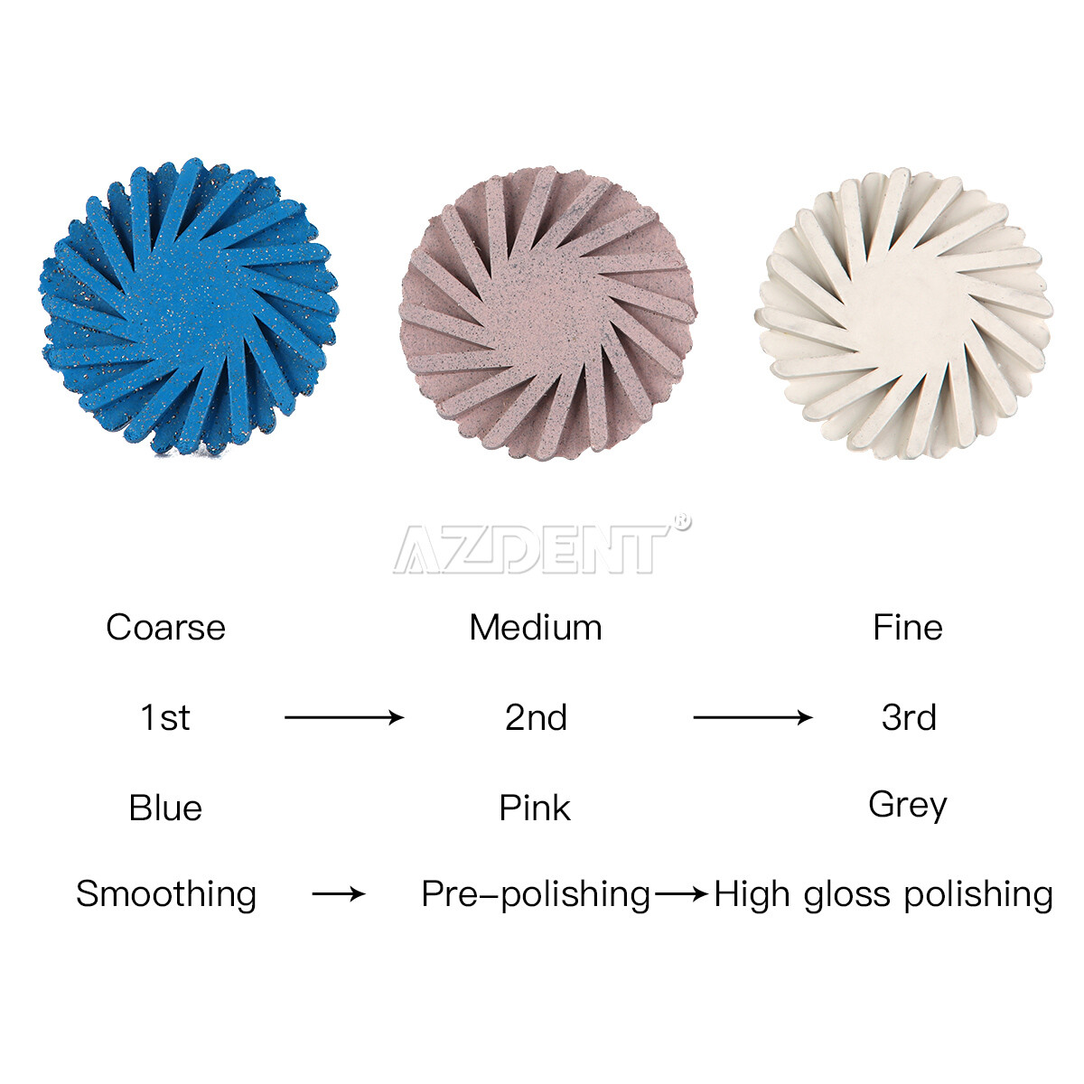 AZDENT Dental Diamond Burs Composite Polishing Burs White Stone for FG/RA/HP