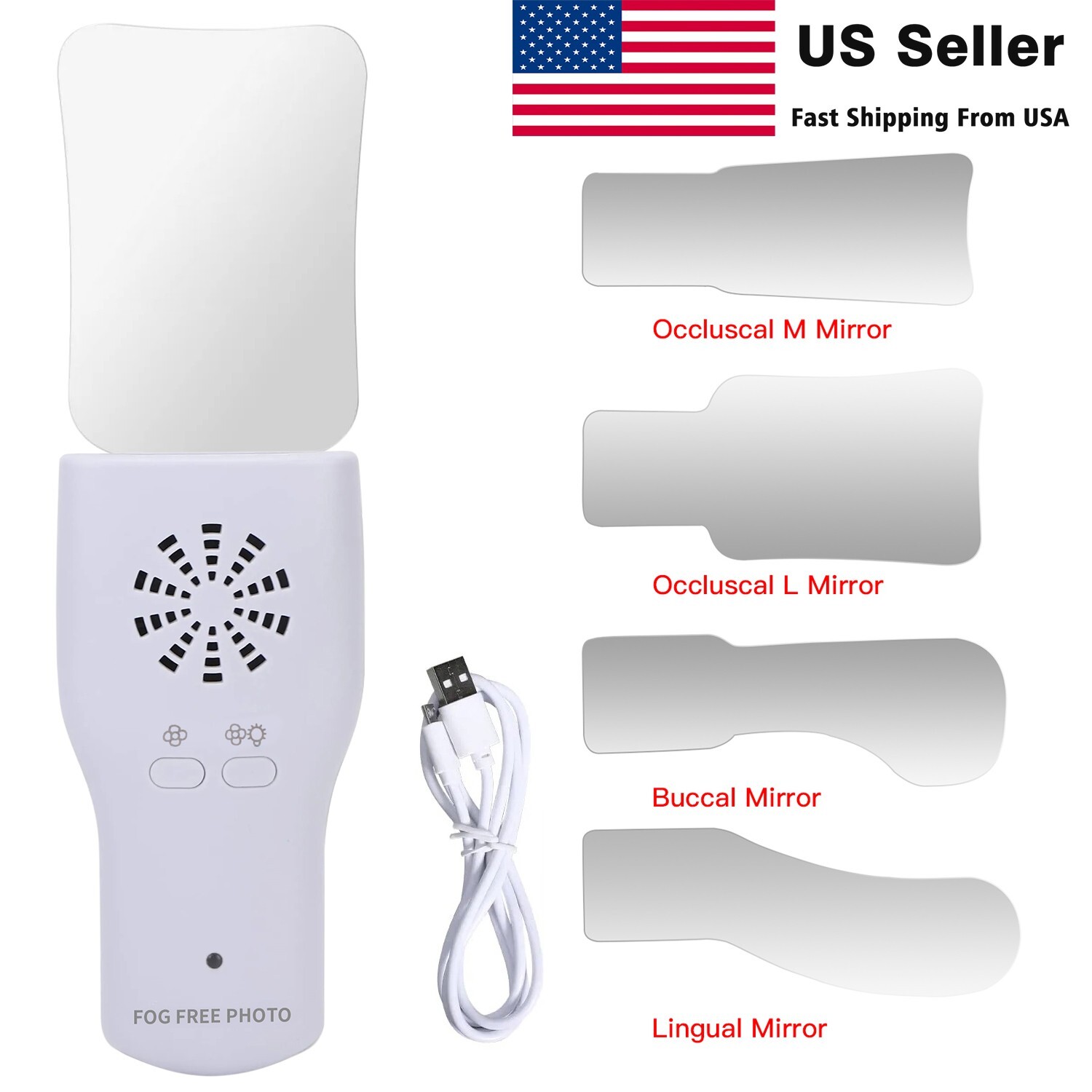 Dental Occlusal Mirror Fog Free LED Intra Oral Photo System 4*Mirrors Anti-Fog d