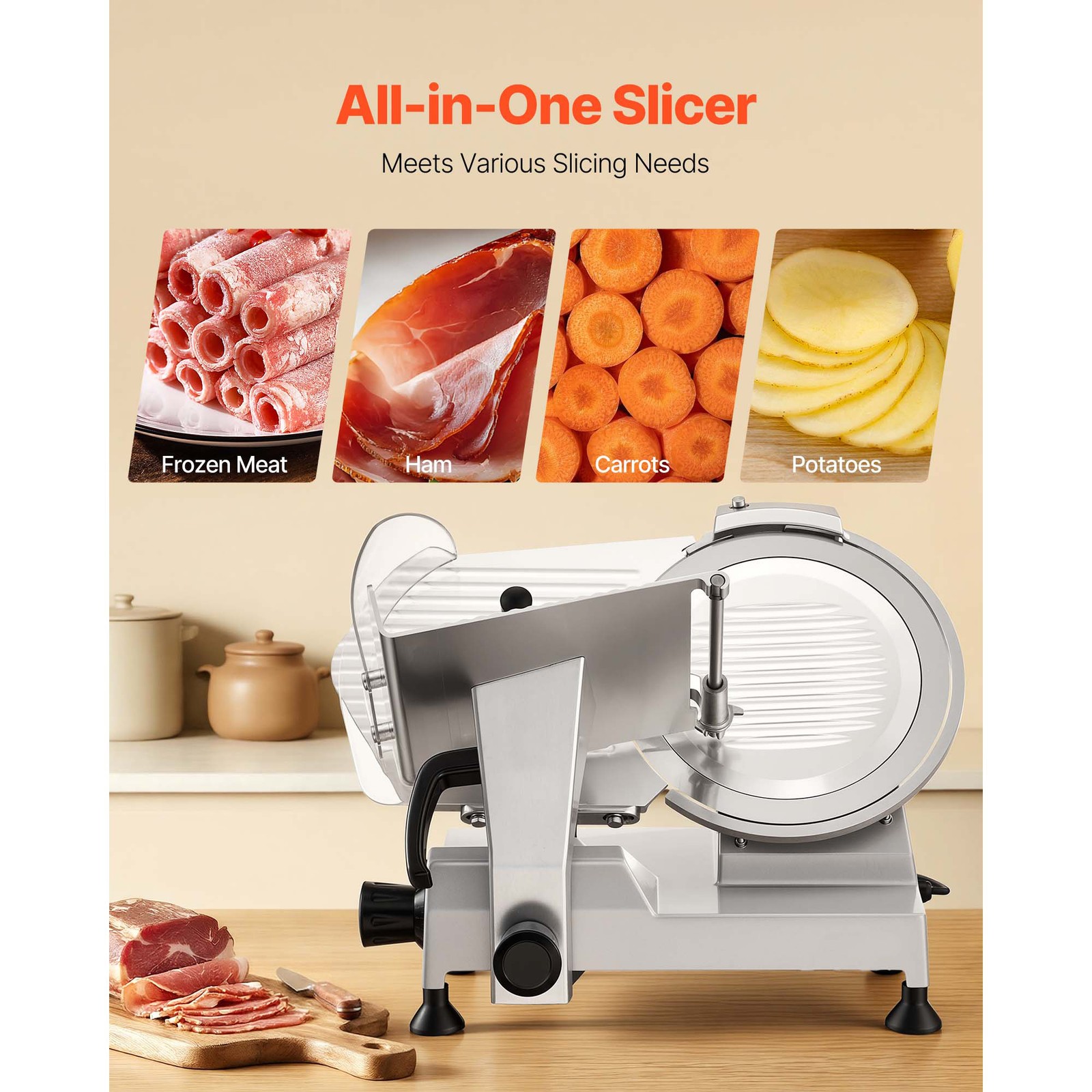 Uimoso Electric Meat Slicer with 400W Motor and 12″ Carbon Steel Blade