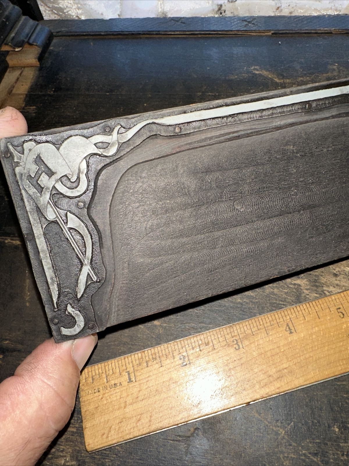 Print Block “ Decorative Background, Football, Letter H “