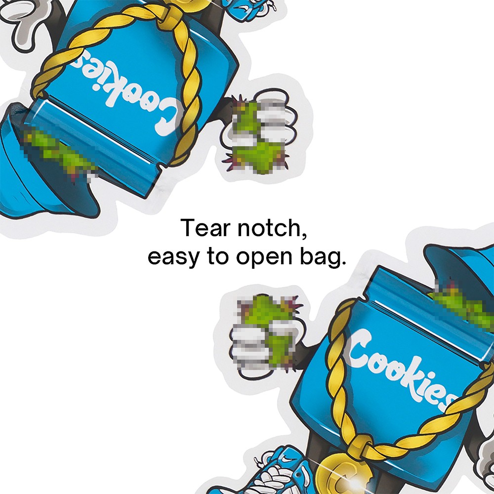 100pcs Cartoon Die-Cut Character Foil Mylar Bag Zip Seal Bag Resealable 3.5g