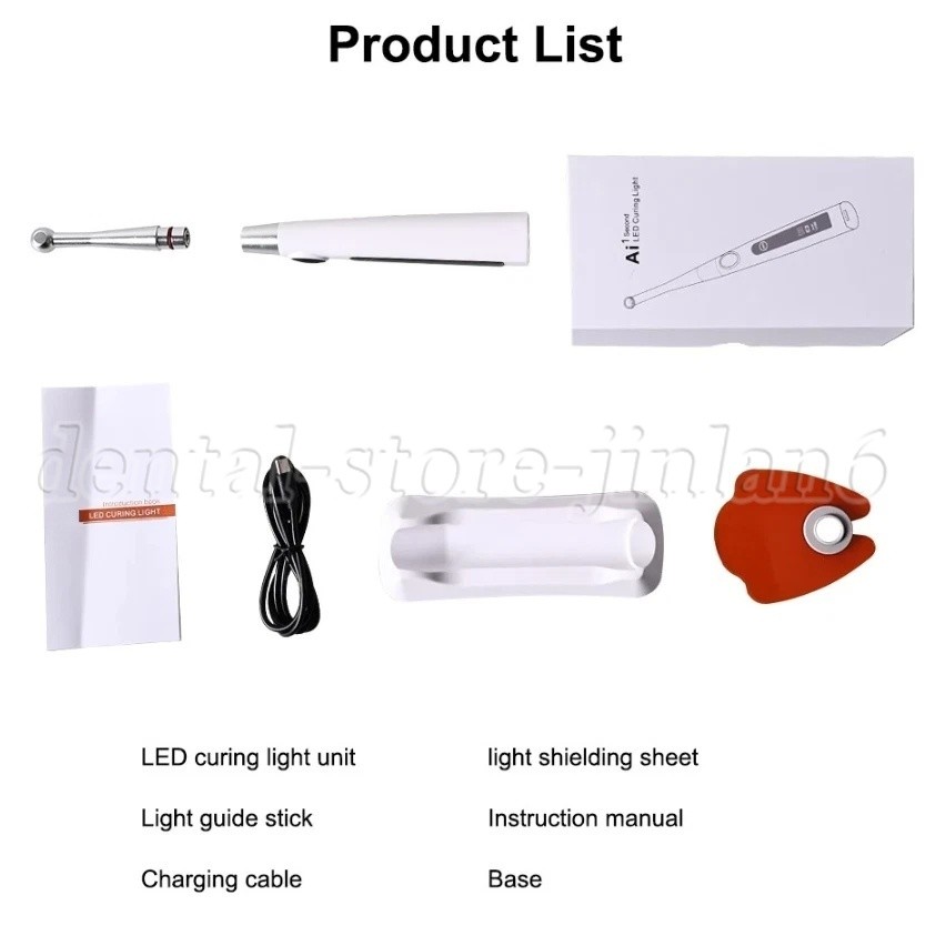 Dental Wireless Cordless LED Cure Curing Light Lamp 2400mw 5W 1 Sec Tool Resin