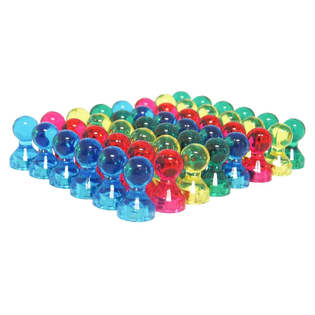 Small Assorted Color Translucent Magnetic Push Pins (48 Pack)