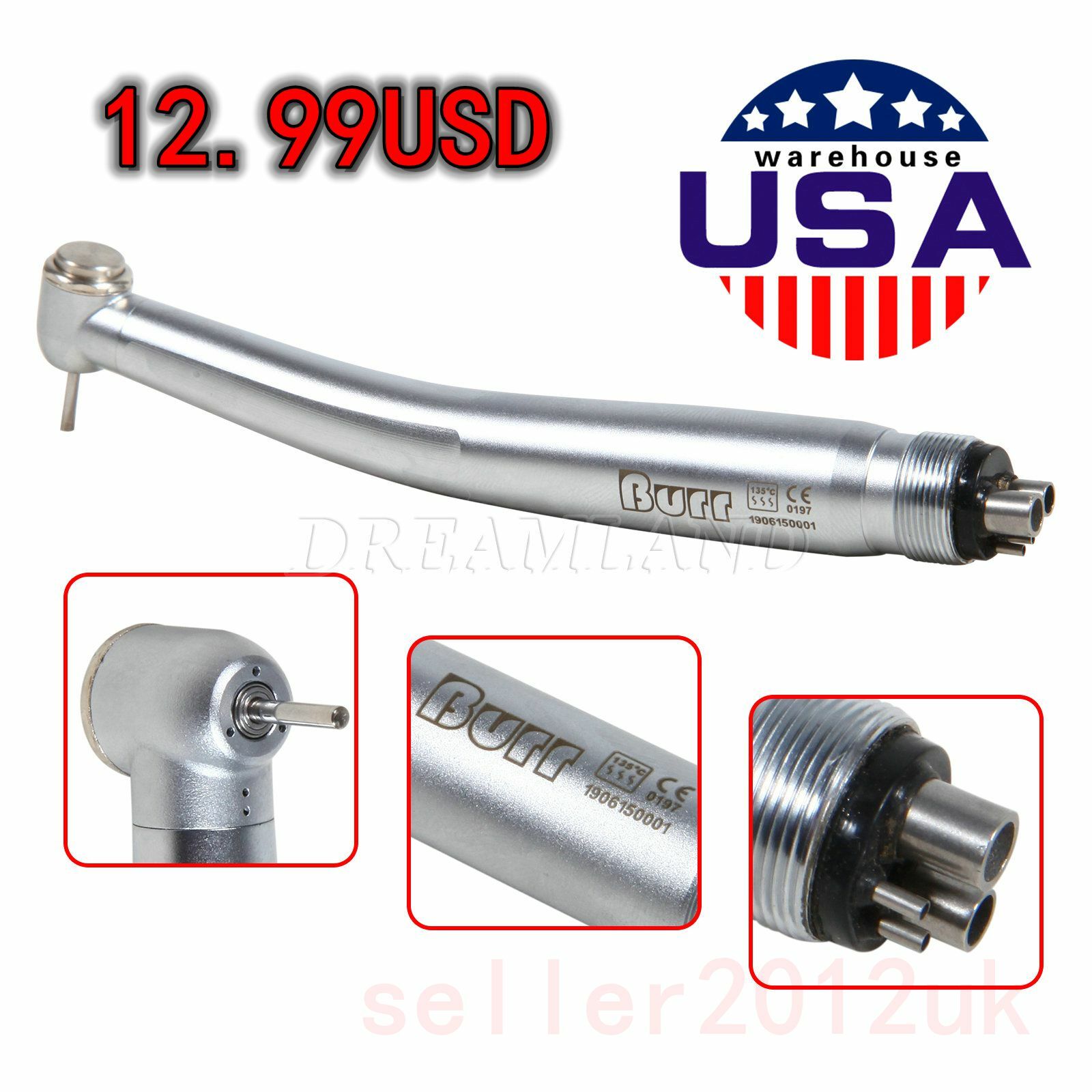 BURR! Dental High Speed Handpiece 4-Hole Air Turbine Clean Head for NSK PANA