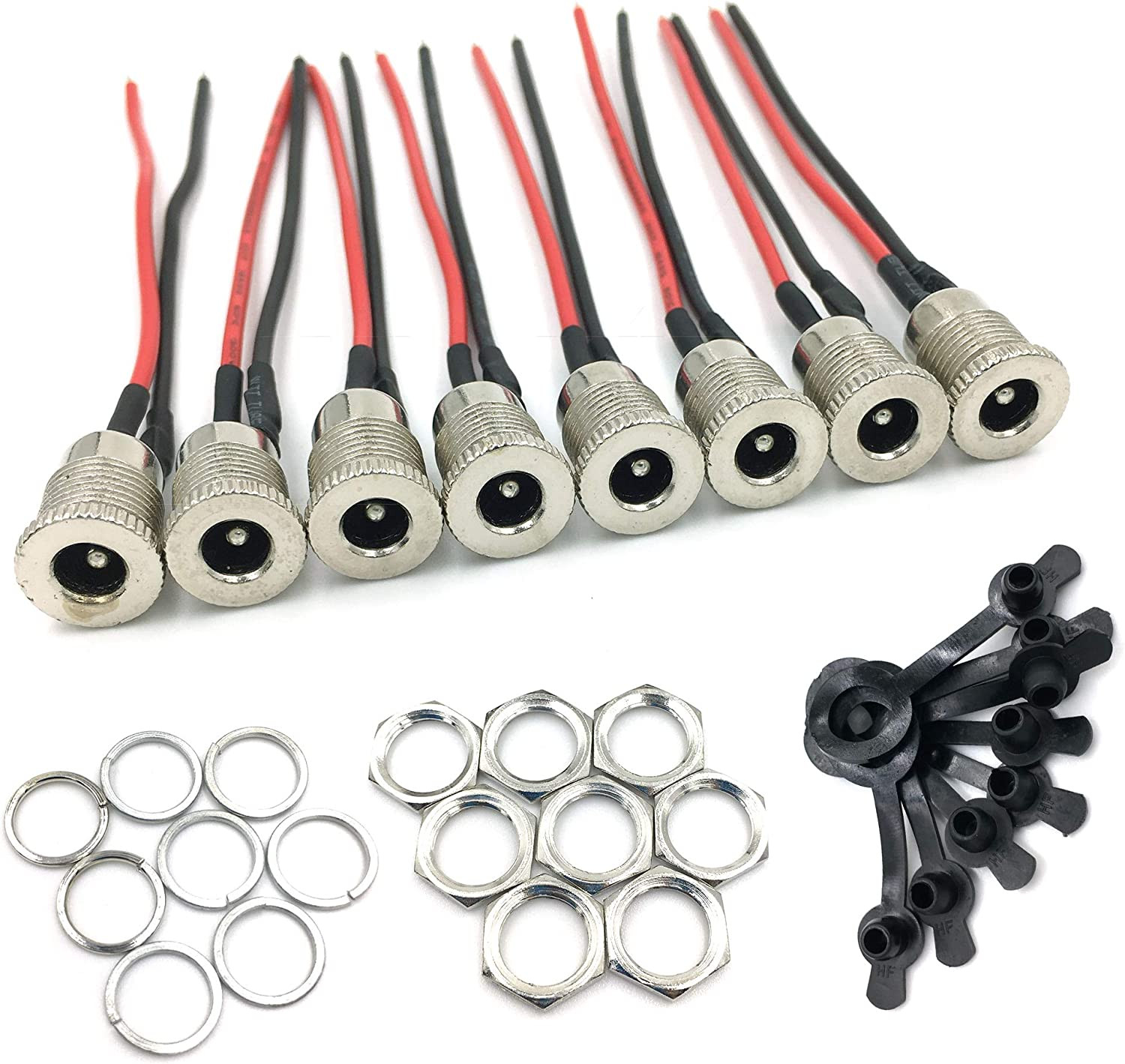 Lkelyonewy 8Pack Female DC Threaded Barrel Jack Panel Adapter 5.5Mm X 2.1Mm Conn