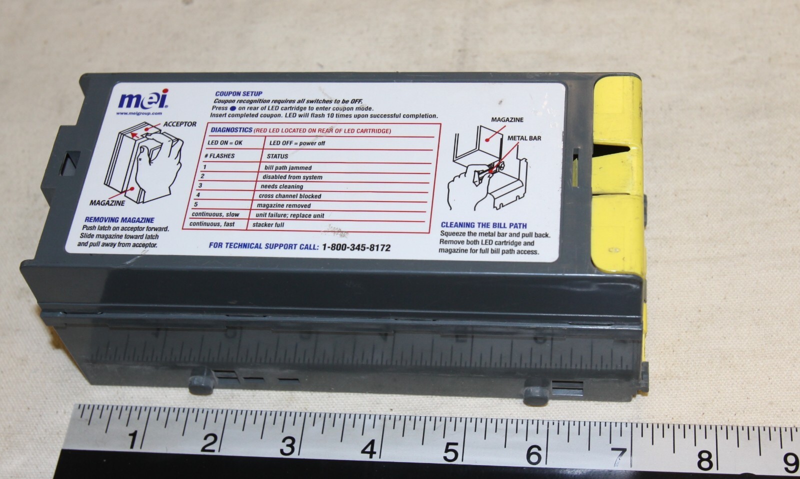 MEI Mars 300 stacker note box for $ bill acceptor validator – yellow gray color