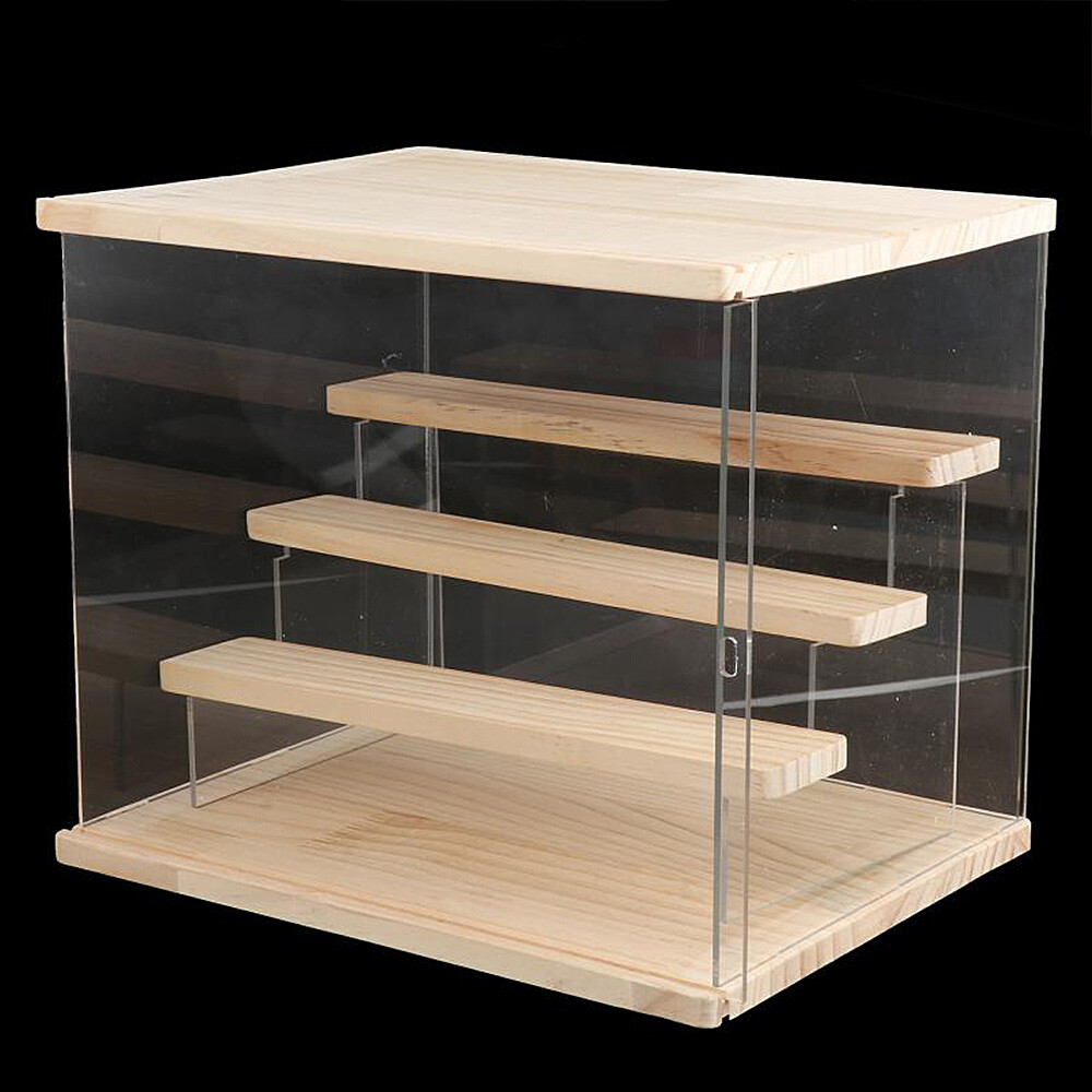 4-Tiers Large Acrylic Display Case Storage Wood Box Display Shelf 30.5 *24*26cm