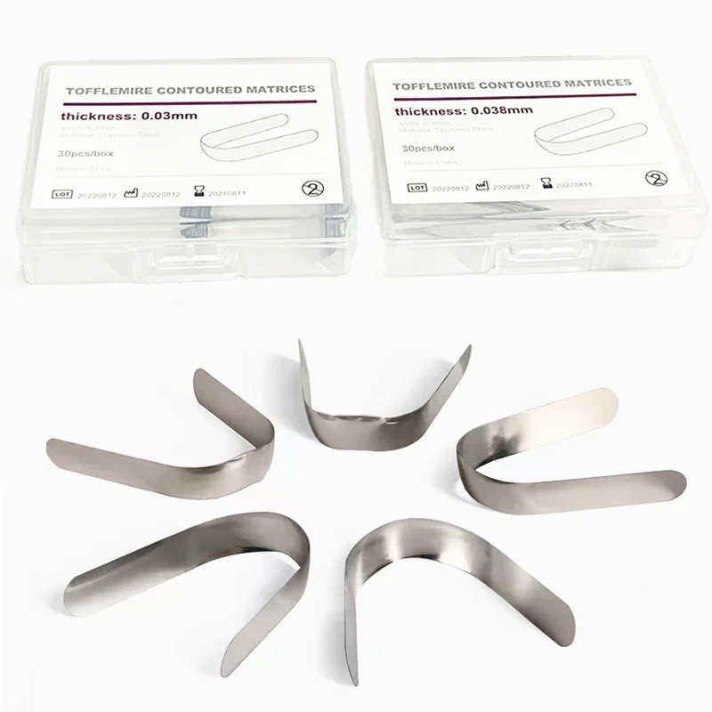 30pcs Dental Tofflemire Contoured Matrices Bands Stainless Premolar Matrix Bands