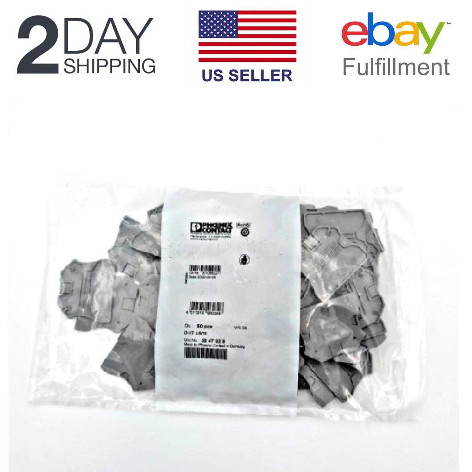 Phoenix Contact D-UT 2,5/10 – End cover 3047028 BOX OF 50 PIECES US STOCK NEW