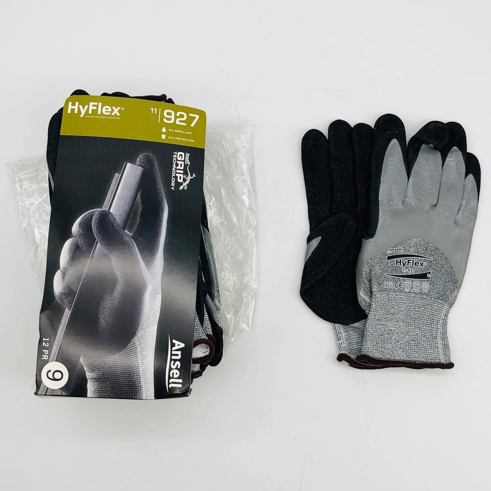 Ansell 11927 Work Gloves Size 9 Large Cut Resistant Nitrile Palm HPPE 12 Pairs