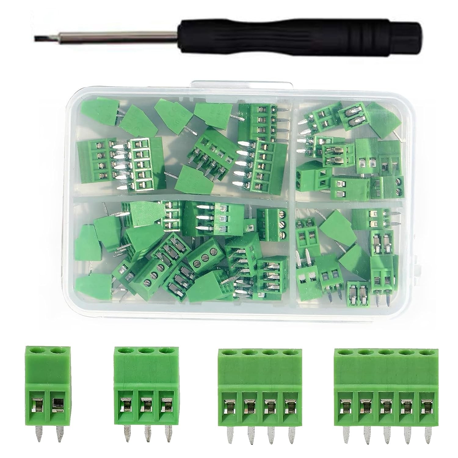 52PCS 2.54mm 0.1″ Pitch PCB Mount Screw Terminal Block Connector, Minidodoca 2P