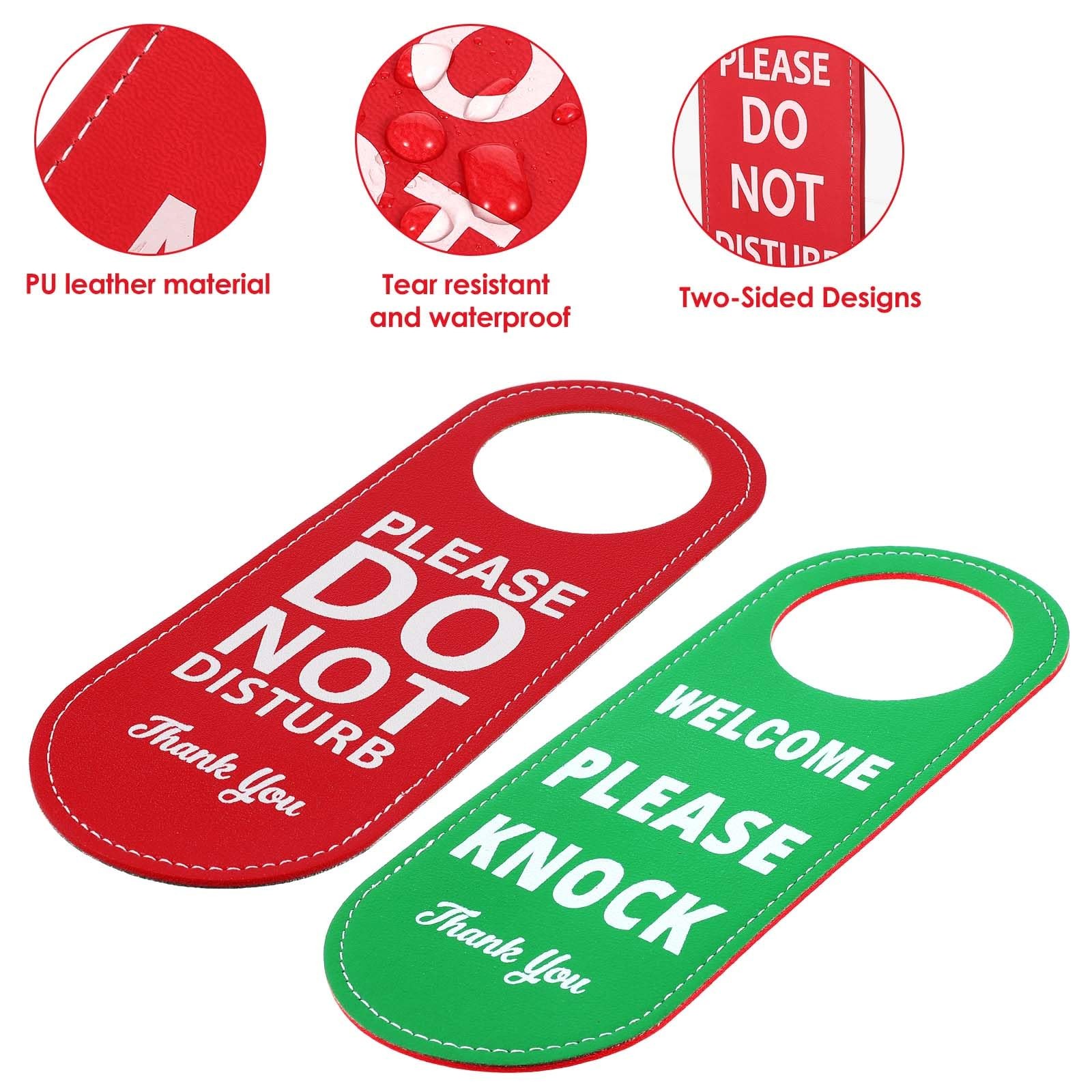 PU Leather Please Do Not Disturb Sign and Welcome Please Knock Sign, Door Knob