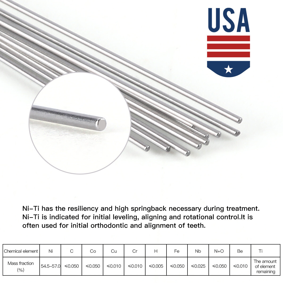 AZDENT Dental Orthodontic Super Elastic Niti Round Arch Wires Ovoid Form