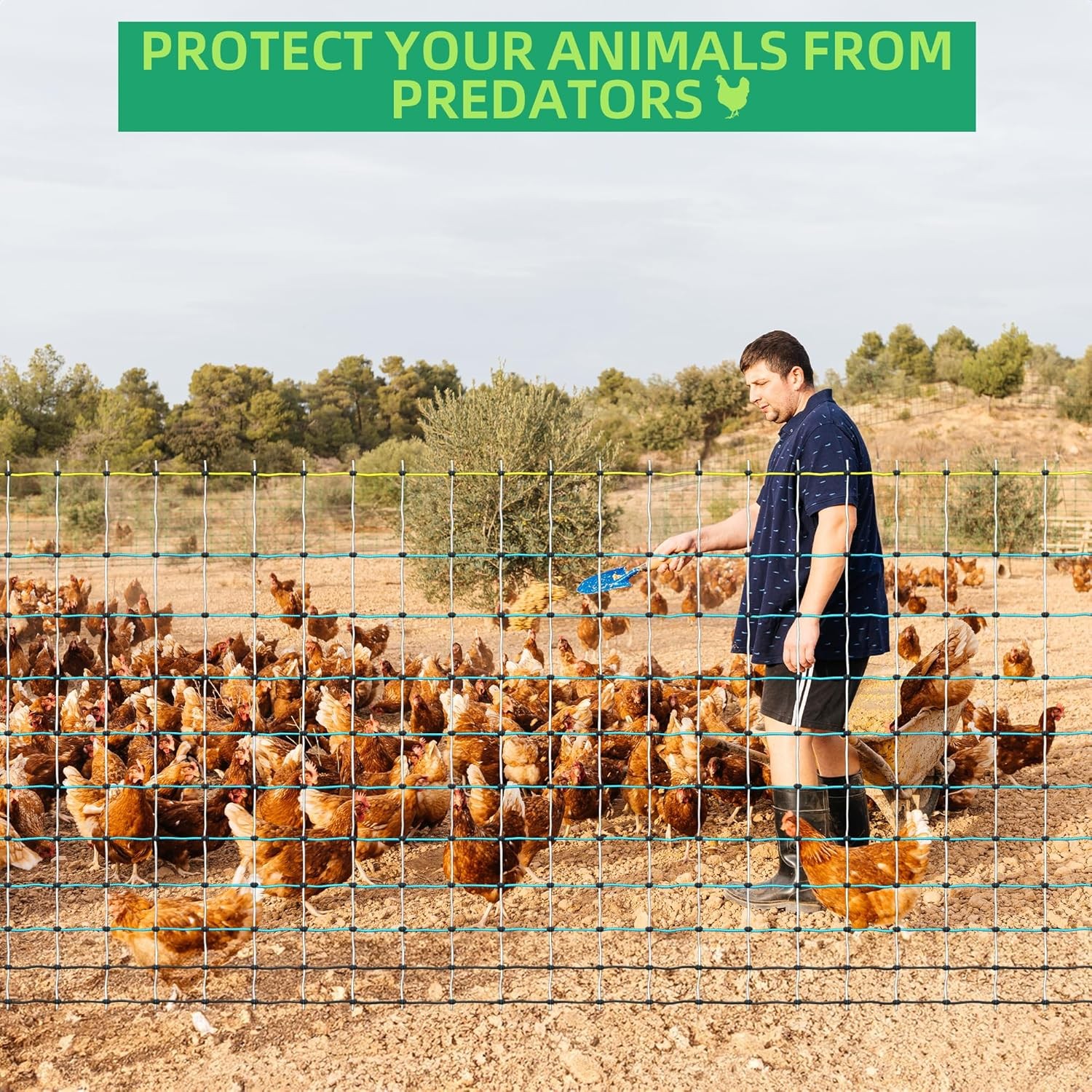 47.5″Hx168’L Portable Electric Poultry Netting Ideal for Farms, Ranches&Gardens