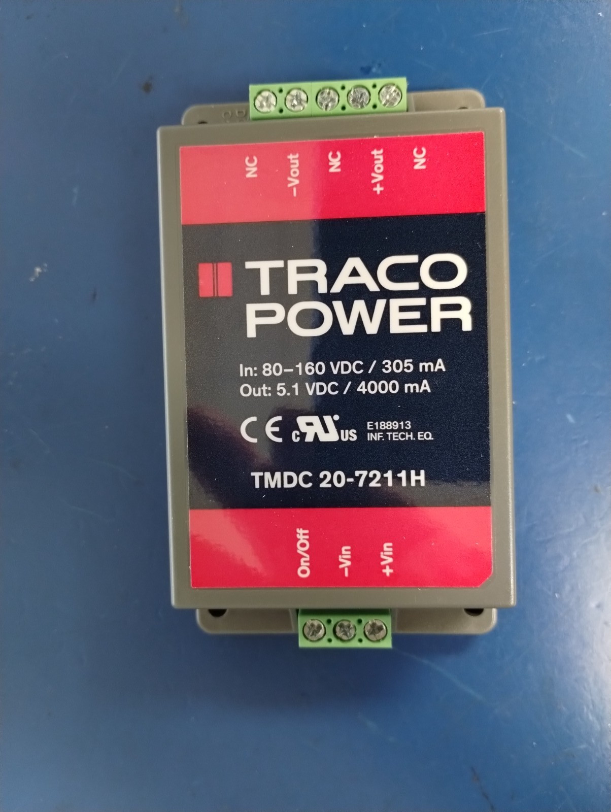 TRACO POWER TMDC 20-7211H DC/DC Converter 20W 80-160Vin 5.1V 4A Chassis mnt Iso