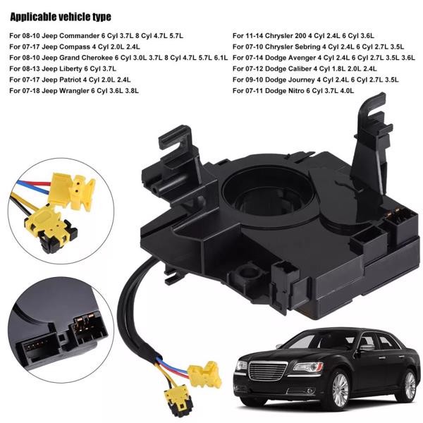 Steering Wheel Clock Spring with Angle Sensor For Jeep Wrangler JK 2007-2018