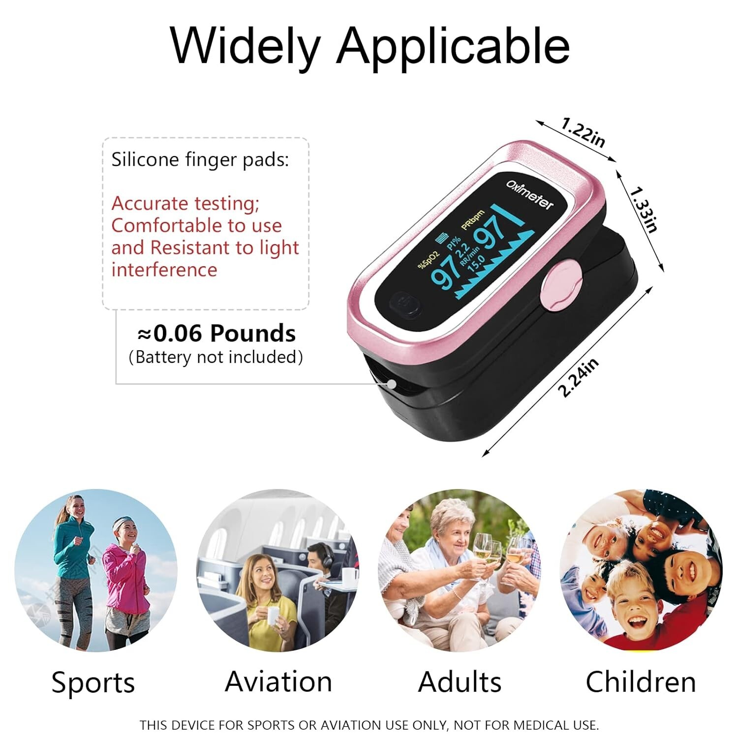 Pulse Oximeter Fingertip, 4 Data Pulse Oximeter with Respiration, Pulse Oximeter