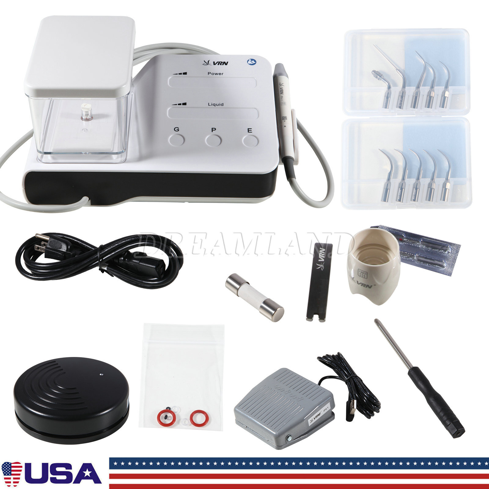 VRN Dental LED Ultrasonic Scaler PH-1 Detachable Handpiece Tips water Bottles