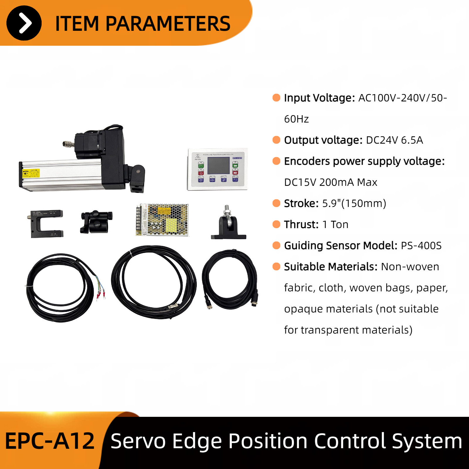 High-Speed Servo Edge Position Control System Ultrasonic Sensor 1-Ton Thrust
