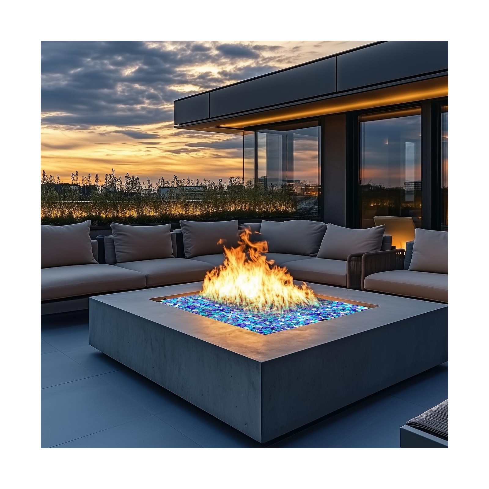 Uniflasy 10 Pounds Fire Pit Glass, 1/2 Inch Reflective Fire Gla… FAST USA SHIP