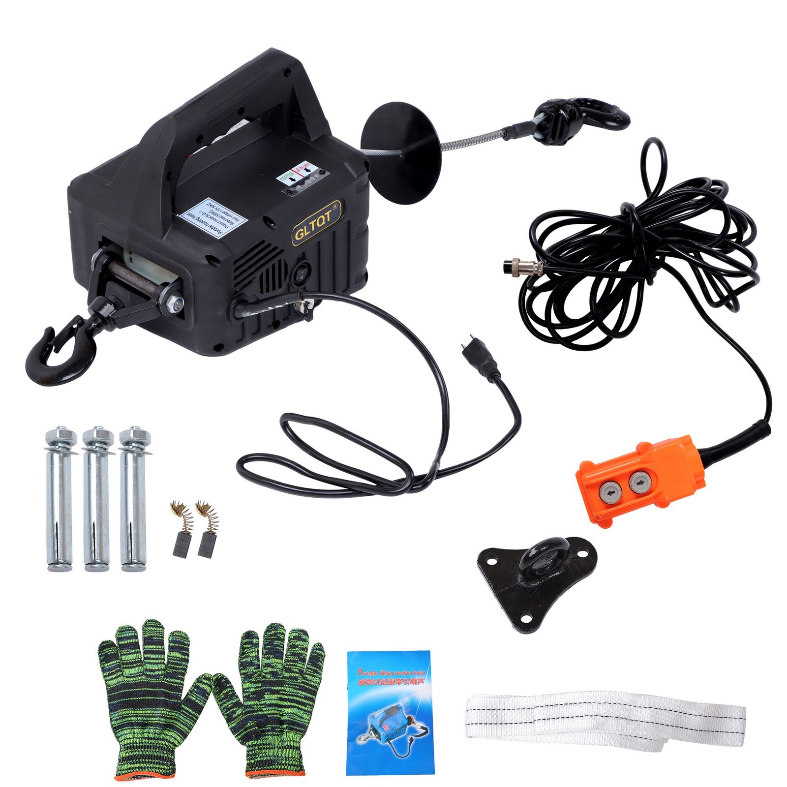 2-in-1 Electric Hoist Winch, 1100 lbs Lift Capacity, 1500W Portable Power Winch